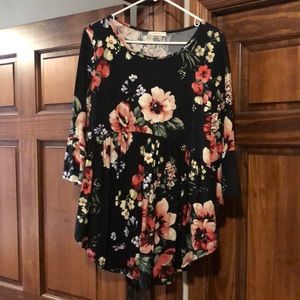 Black floral tunic